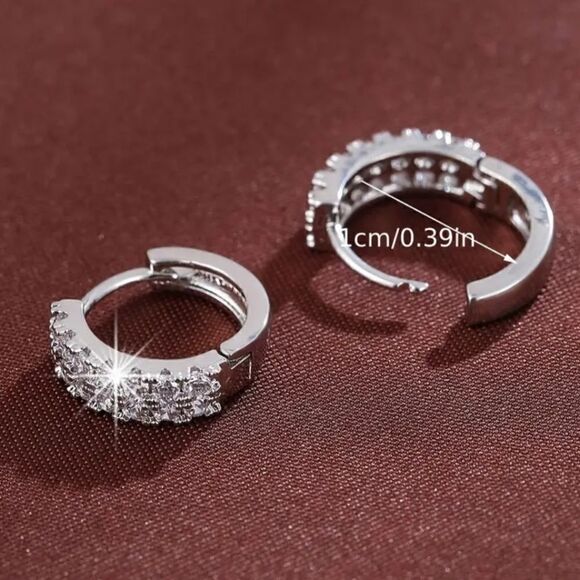 Tiny Double Row Design Hoop Earrings Copper 18K Gold Plated - Picture 6 of 9